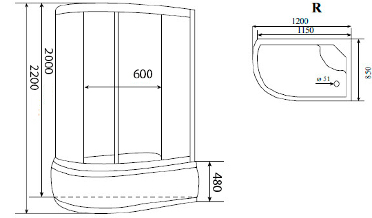 Душевая кабина Timo Comfort 120x85 (T-8820 P R F)