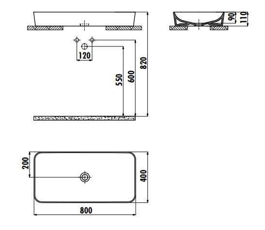 Раковина накладная CREAVIT ULTRA 80 (UL080-00CB00E-0000)