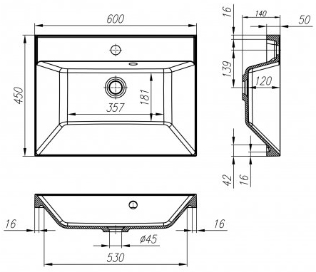 Комплект мебели BelBagno Aurora 60 cemento scuro