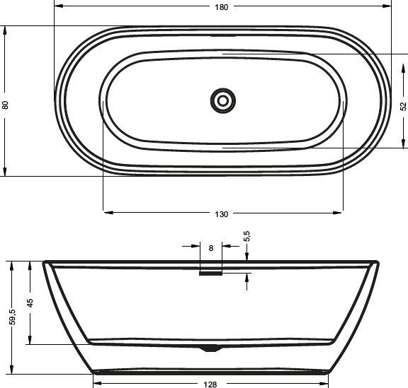 Ванна акриловая Riho Inspire 180x80 (BD0200500000000)