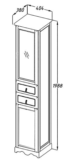 Шкаф-пенал OPADIRIS ТИБЕТ 40 (Z0000011032) нагал , с художественным стеклом R