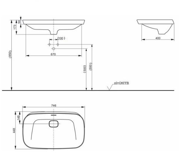 Раковина встраиваемая TOTO NEOREST 75 (LW3717HY#XW)