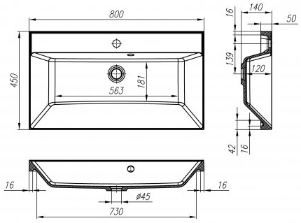 Комплект мебели BelBagno Aurora 80 cemento scuro