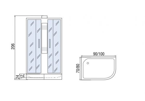 Душевая кабина МОНОМАХ Б/К 90/70/24 МЗ L 90x70x206 (10000005803) L