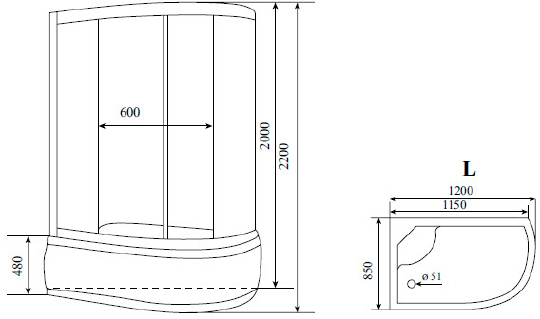 Душевая кабина Timo Standart 120x85 (T-1120 P L)