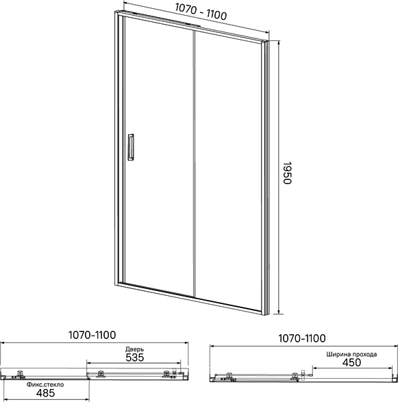 Душевая дверь в нишу IDDIS Zodiac ZOD6CS1i69 110 см