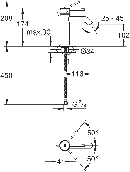 Смеситель для раковины Grohe Essence New (23590A01)