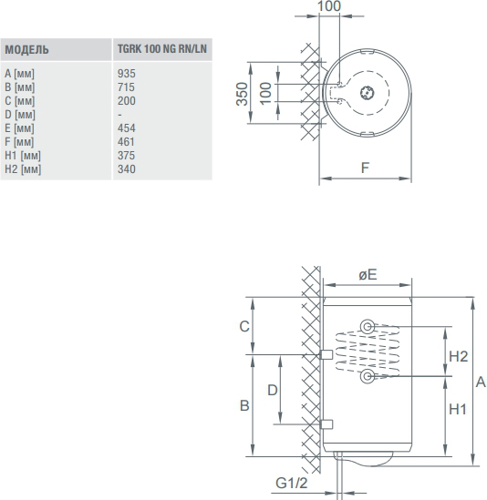 Водонагреватель накопительный (бойлер) Gorenje TGRK TGRK100RNGB6 (543036)