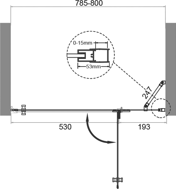 Душевая дверь в нишу BelBagno Kraft B-12-60/20-C-Cr R