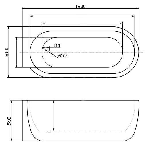 Акриловая ванна BelBagno BB11-1800-R