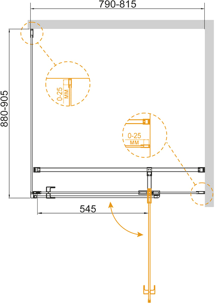 Душевой уголок Cezares Valvola 81.5x90.5x195 (VALVOLA-AH-1-80/90-C-Cr) универсальный