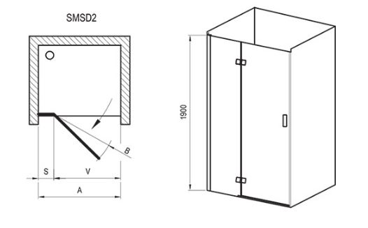 Душевая дверь RAVAK Smartline 190x90 левая (0SL7AA00Z1) SMSD2-90 Transparent хром