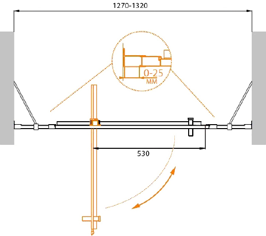 Душевая дверь Cezares Molveno 130x190 (MOLVENO-BA-12-80+50-C-Cr-IV)