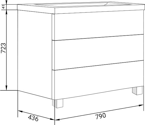 Комплект мебели Marka One Mix 80Н с 3 ящиками, белый глянец, ручки рейлинг