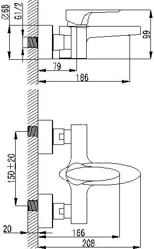 Смеситель для ванны с душем BERHOLM SPARK SPASB00B02 хром