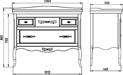 Комплект мебели ASB-Woodline Модерн 105 белая, патина серебро