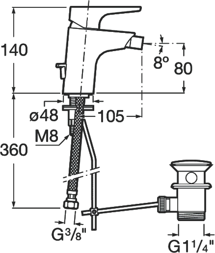 Смеситель для биде Roca Atlas 5A6090C00