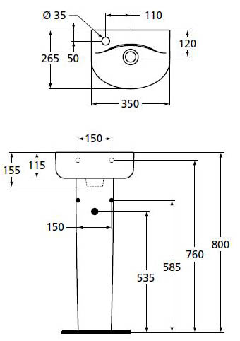 Раковина подвесная Ideal Standard Connect ARC 35 (E791401)