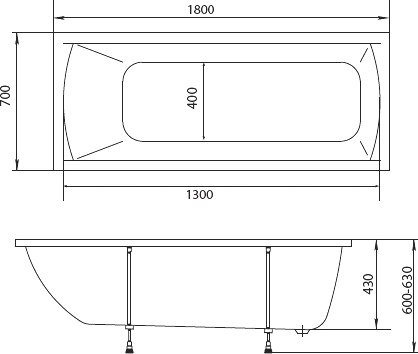 Акриловая ванна Marka One Modern 180x70