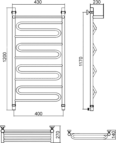 Полотенцесушитель водяной Aquanerzh Зигзаг 120x45 (00-16A12040) хром