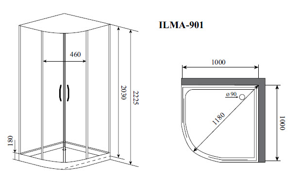 Душевая кабина TIMO PREMIUM ILMA 100х100х222 (ILMA-901)