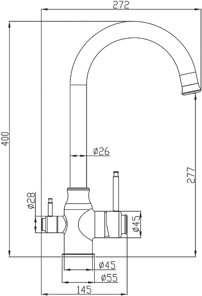 Смеситель для кухни Steel Hammer SH 763 INOX GRAFIT PVD