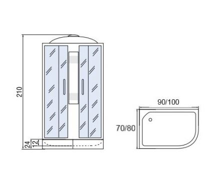 Душевая кабина МОНОМАХ 90/70/24 МЗ L 90x70x210 (10000005815) L