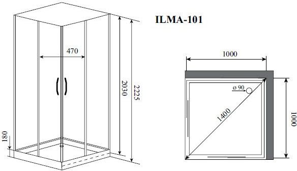 Душевая кабина TIMO PREMIUM 100x100x222 (ILMA101)