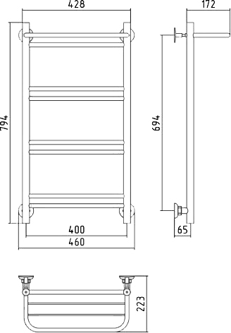 Полотенцесушитель водяной Стилье Версия-Н1 80x45 (00621-8040) хром