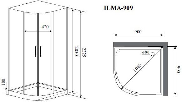 Душевая кабина TIMO PREMIUM 90x90x222 (ILMA909)