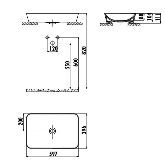 Раковина накладная CREAVIT ULTRA 60 (UL060-00CM00E-0000)