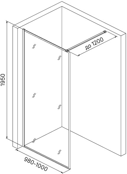 Душевая перегородка IDDIS Slide SLI8BS1i23 Walk In 100x195