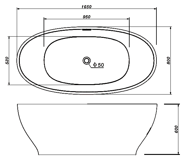 Ванна акриловая Gemy 165x80 (G9207)