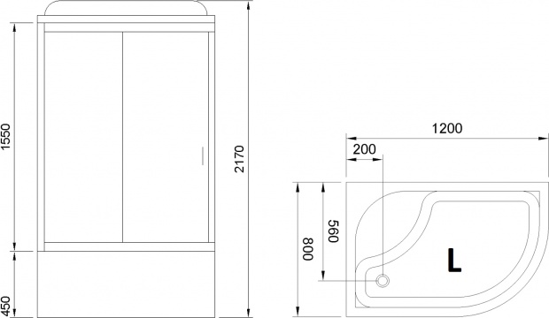 Душевая кабина Royal Bath BK RB8120BK5-BT-CH-L