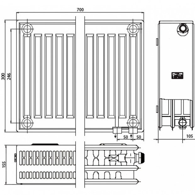 Радиатор стальной Kermi FKV (FTV330300701R2K)