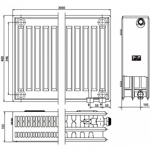Радиатор стальной Kermi FKV (FTV330403001R2K)