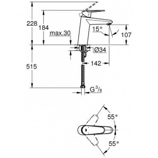 Смеситель для раковины GROHE EURODISC COSMOPOLITAN (23449002)