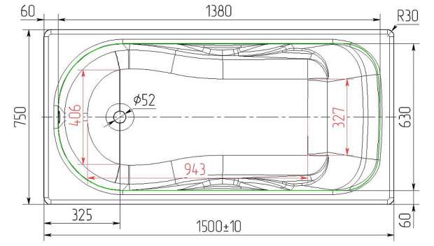 Ванна чугунная УНИВЕРСАЛ СИБИРЯЧКА 150x75 (442819)