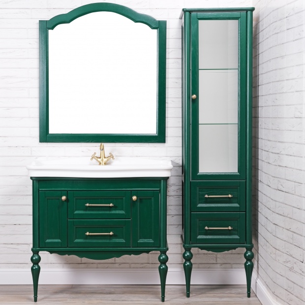 Комплект мебели ValenHouse Эстетика 100, зеленая, подвесная, ручки бронза
