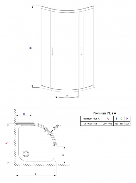 Душевой уголок RADAWAY PREMIUM PLUS A 100x100х190 (30423-01-06N) стекло фабрик