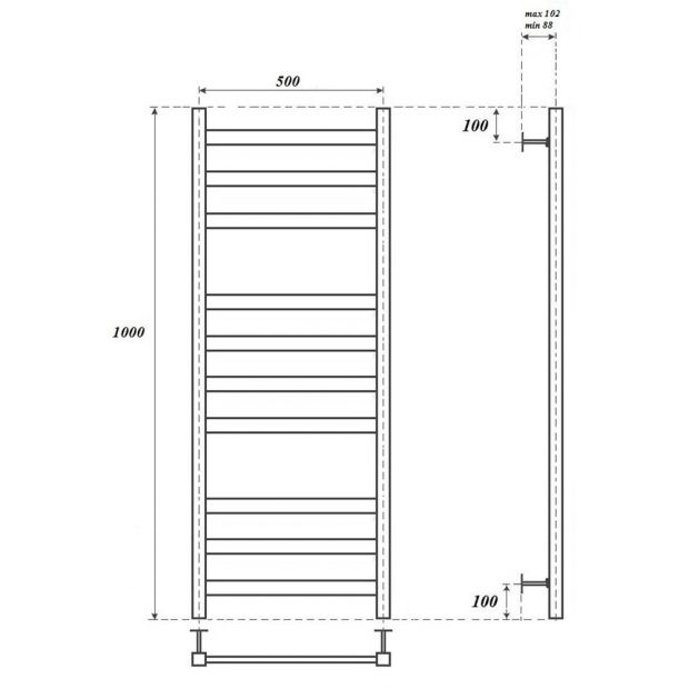 Полотенцесушитель электрический POINT МЕРКУРИЙ П10 50x100 (PN83150E) хром