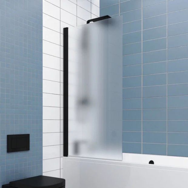 Шторка на ванну Kubele DE020 DE020P601-MAT-BLM-75х150 150х75, профиль черный матовый, стекло матовое