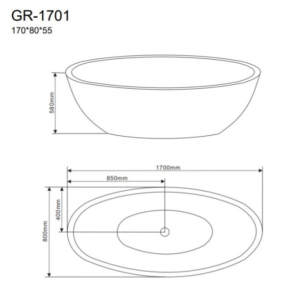 Ванна акриловая GROSSMAN 170x80 (GR-1701)