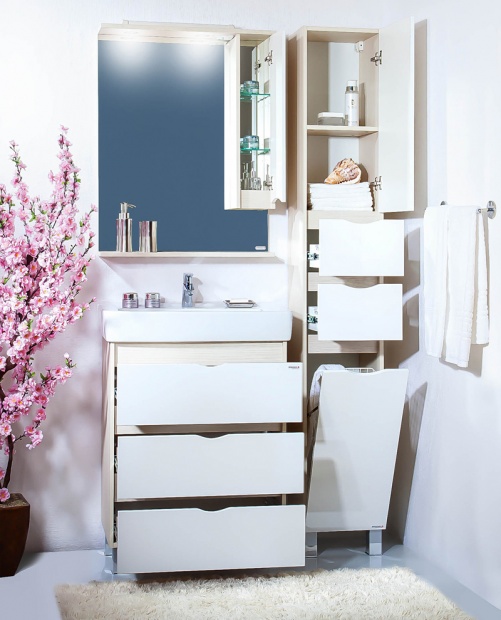 Комплект мебели Бриклаер Токио 60 светлая лиственница, белый глянец