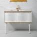 Комплект мебели Armadi Art Vallessi Avangarde Canale 100 белая, с раковиной-столешницей - фото №2