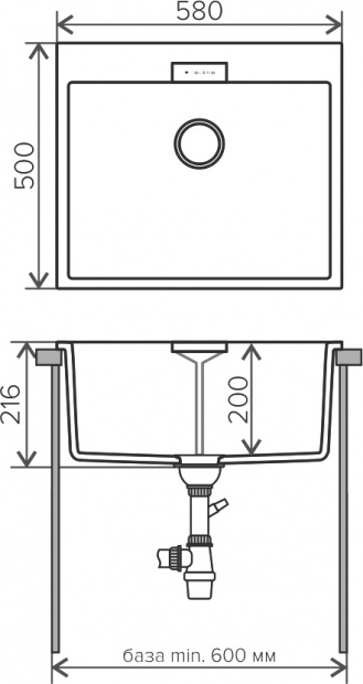 Мойка кухонная Tolero Loft TL-580/701 серая