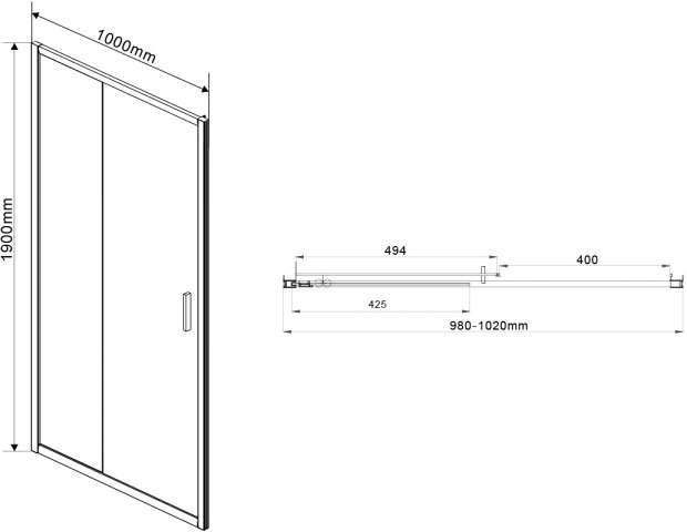Душевая дверь в нишу Vincea Garda VDS-1G100CL 100 см, профиль хром, стекло прозрачное