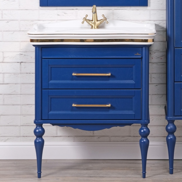 Комплект мебели ValenHouse Эстетика 80, синяя, подвесная,  ручки золото