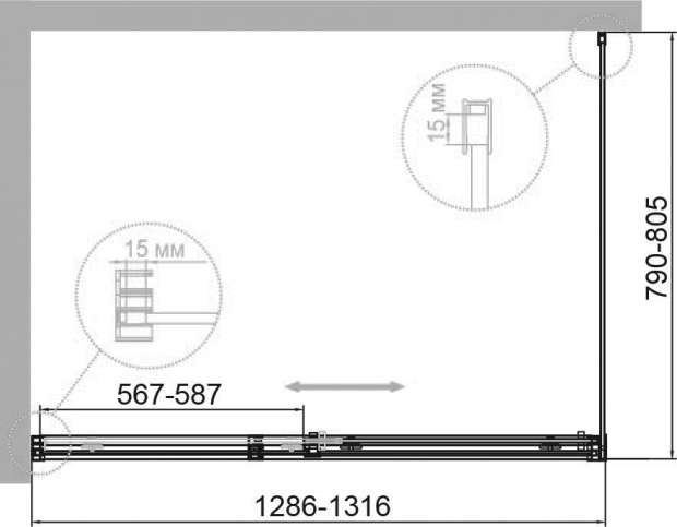 Душевой уголок Cezares Duet Soft-M AH 1 130/80 C Cr