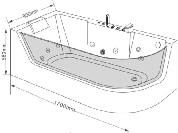 Акриловая ванна Grossman GR-17000-1 170x80, L